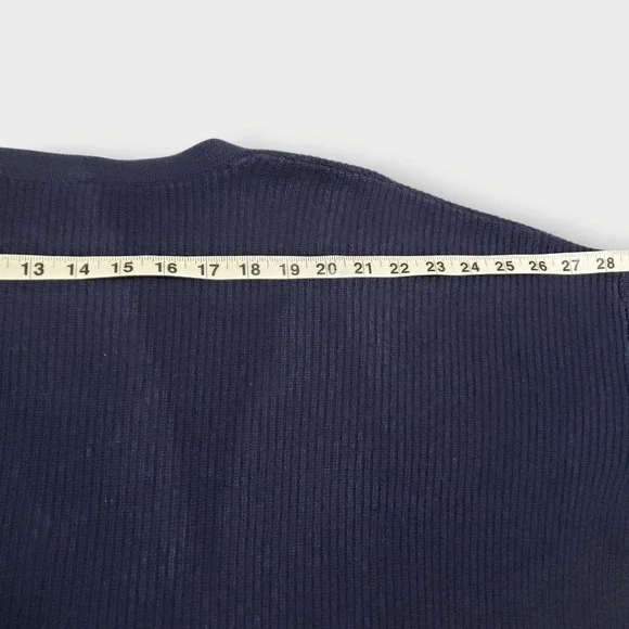 SOLD-Eileen Fisher Organic Cotton Hemp Cardigan Ribbed Boxy Cropped Sz M Navy - Picture 10 of 11